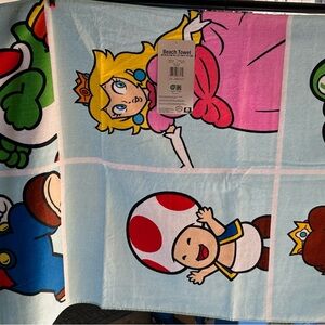 Super Mario Beach Towel - Pink and Blue